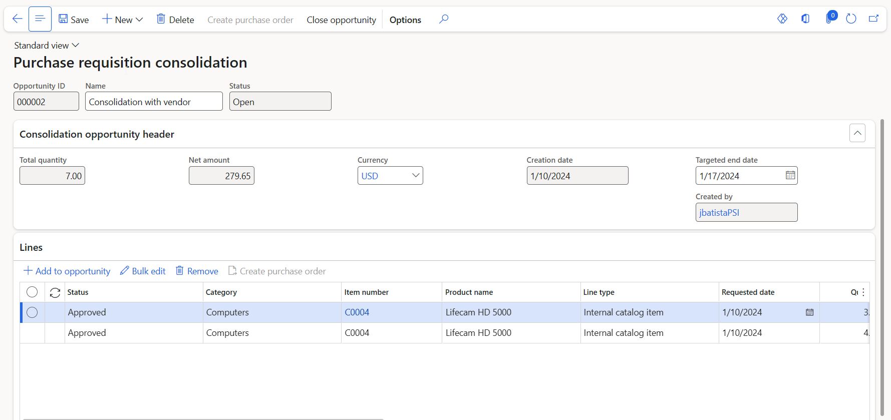 Dynamics 365 Purchase Requisition Consolidation for Increased Cost